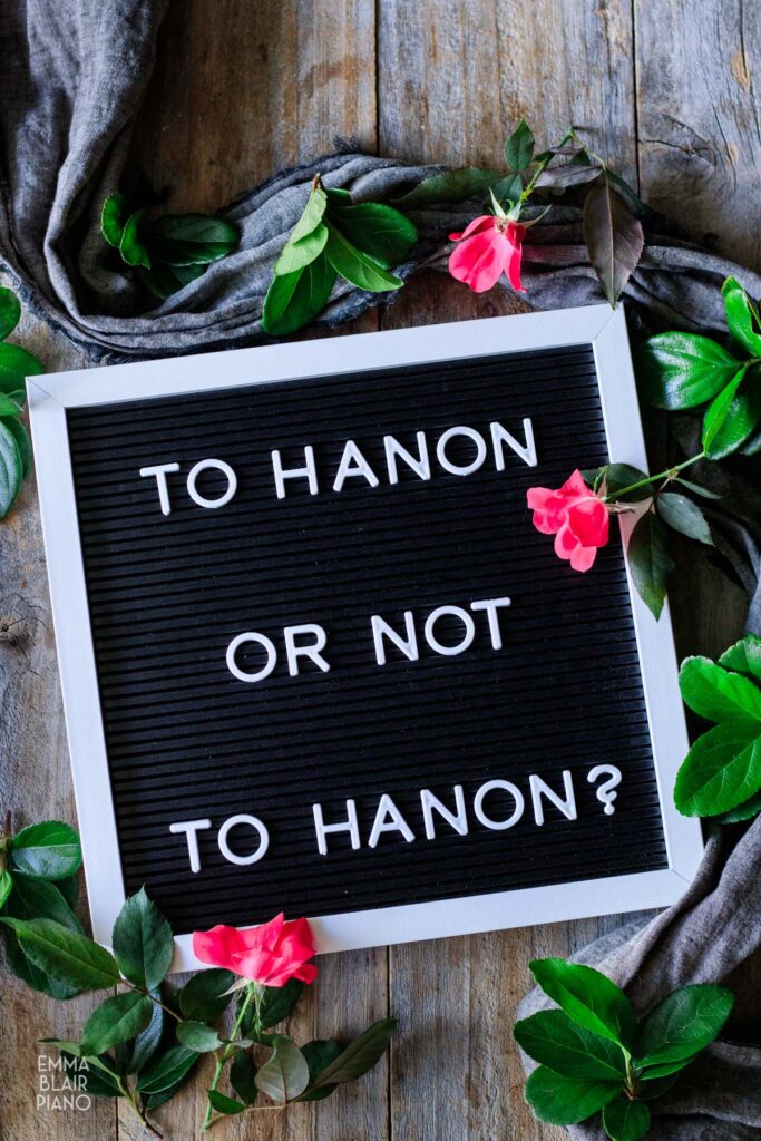 letterboard with a message saying "to Hanon or not to Hanon"