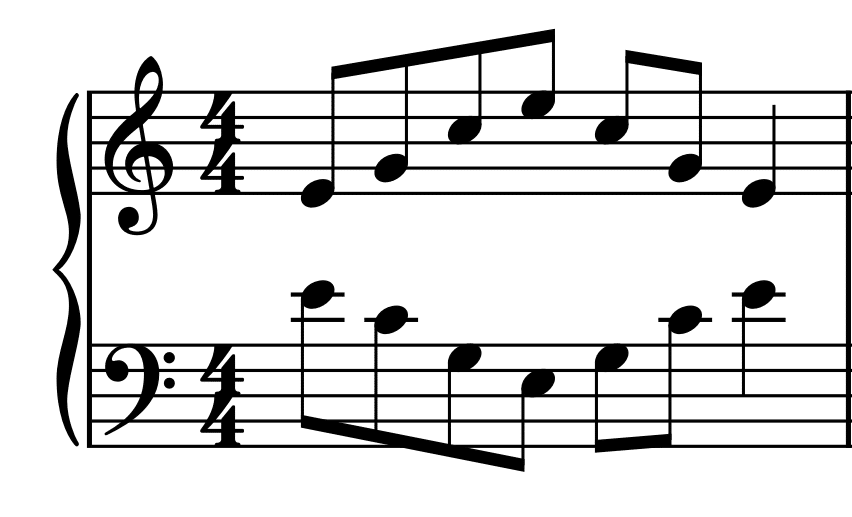 first inversion C major arpeggio in contrary motion