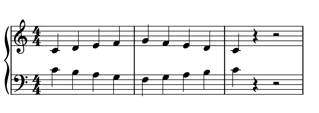 contrary motion C major pentascale