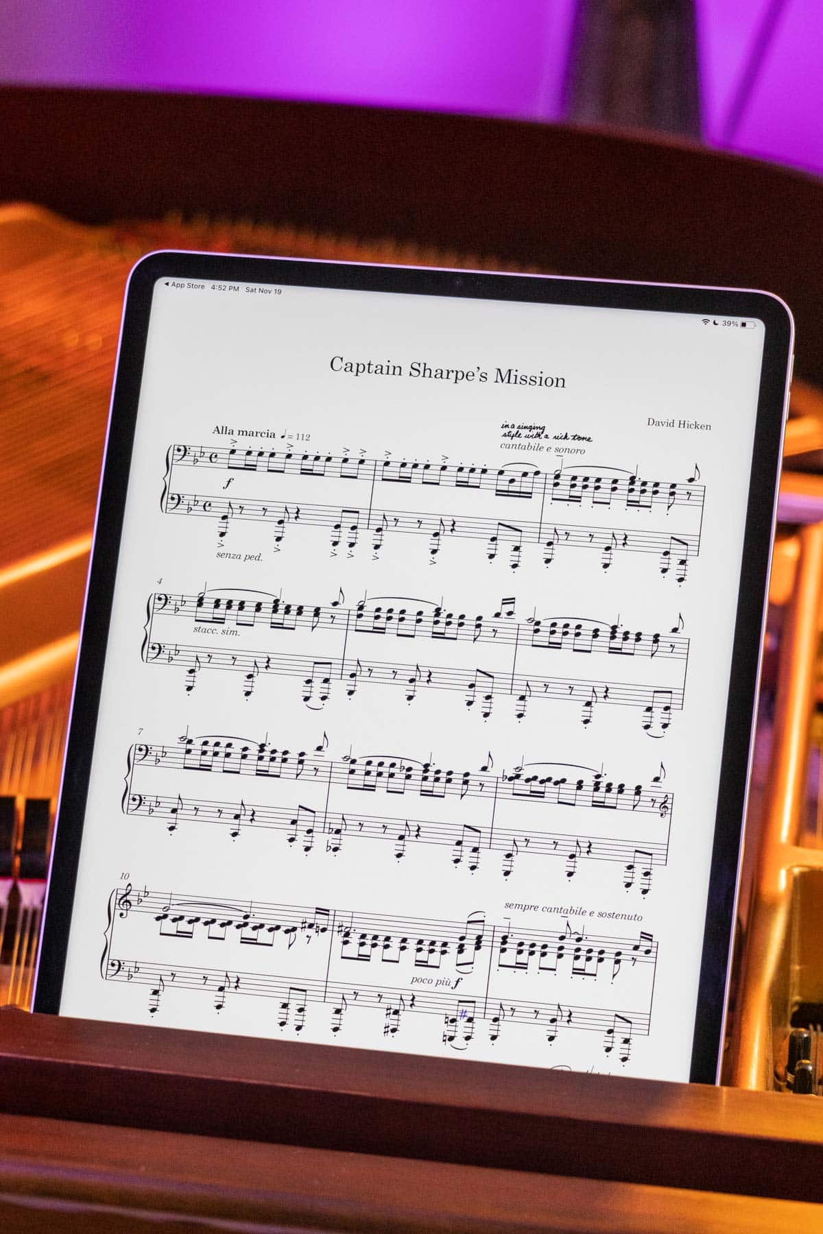 sheet music on an iPad